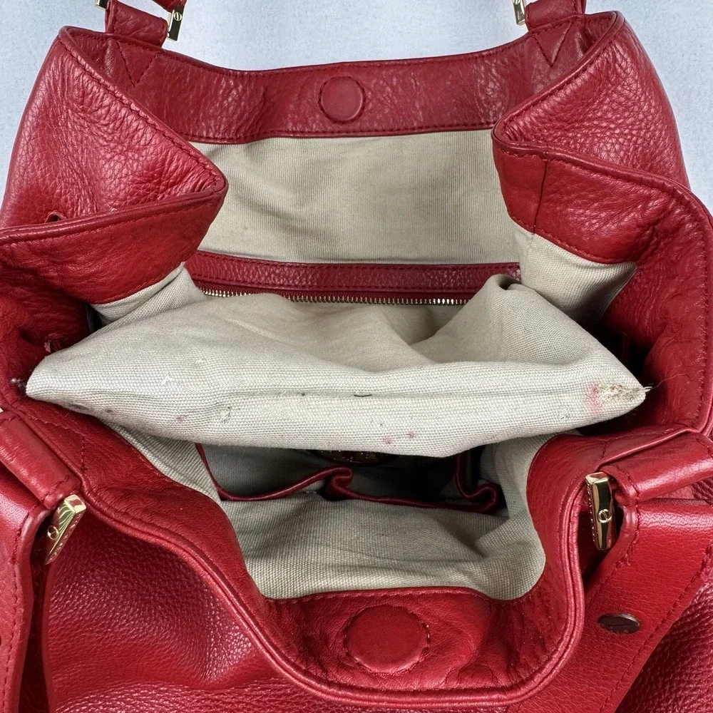 Tory Burch Red Leather Shoulder Bag Tote‎